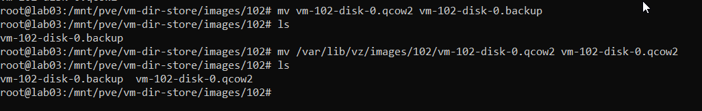 Proxmox Terminal Moving Image File